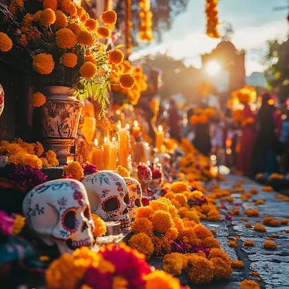 Durante el Día de Muertos, se crean caminos de pétalos de cempasúchil para que guíen a las almas desde la entrada de la casa hasta los altares
