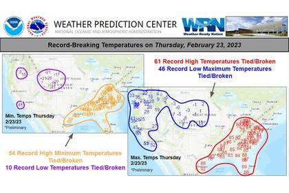 Durante el jueves, las temperaturas máximas y mínimas en Estados Unidos registraron niveles históricos