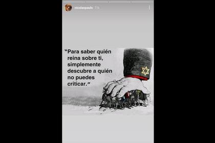 Durante el sábado compartió una historia con un repudiable mensaje antisemita