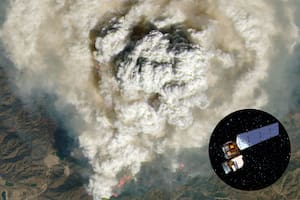 Durante los incendios forestales en California, las imágenes satelitales del Landsat 8 mostraron cómo el humo se elevaba en espiral y se dispersaba por el aire