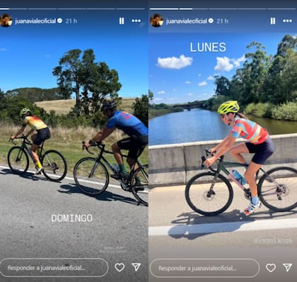 Durante los últimos días, Viale y Lange aprovecharon para hacer ciclismo (Foto: Instagram @juanavialeoficial)