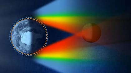 Durante un eclipse lunar, la atmósfera terrestre dispersa la luz solar (Foto: Gentileza NASA)