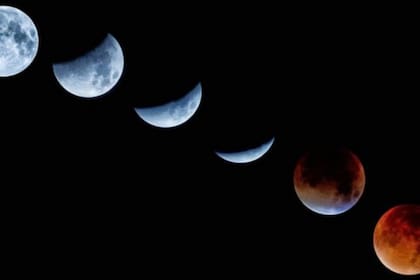Durante un eclipse lunar, la Luna se puede tornar rojiza