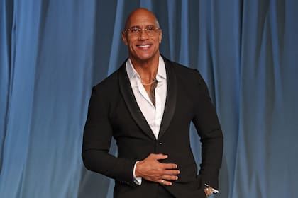 Dwayne Johnson, anoche en la alfombra azul de la gala del museo de la Academia de cine