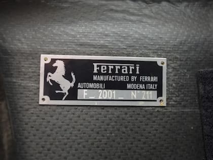 E número de identificación oficial del F2001 chasis 211 (RM Sotheby´s)