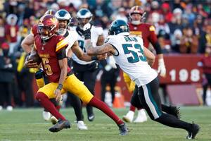 Eagles y Commanders se enfrentarán por tercera vez en la temporada por un lugar en el Super Bowl LIX (Geoff Burke-Imagn Images)