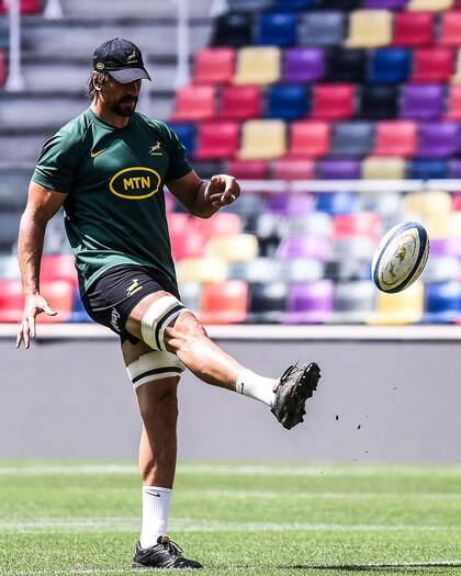 Eben Etzebeth, en el captain's run de Santiago del Estero, donde ingresó en la segunda parte; el sábado será titular
