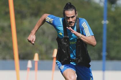 Edinson Cavani, en un entrenamiento