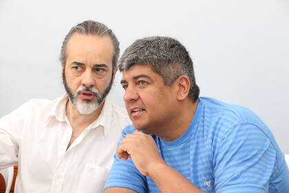 Eduardo López, de UTE-Ctera, con Pablo Moyano