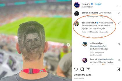 Eduardo Luis respondió con humor a las críticas y gastadas por el resultado de su corte de pelo en homenaje a Cristiano Ronaldo