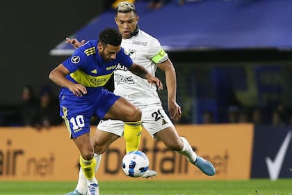 Eduardo Salvio, en Boca vs. Dep. Cali, por la Copa Libertadores 2022