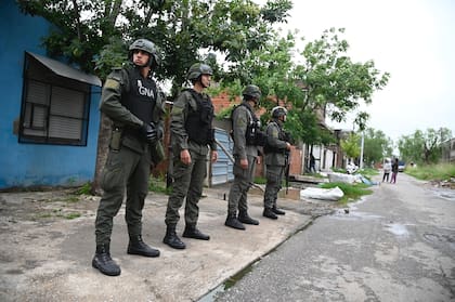 Efectivos de Gendarmería Nacional, que responden al Ministerio de Seguridad, en Rosario