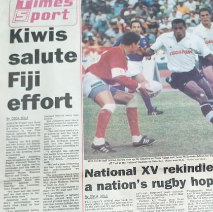 Efraim Sklar en los diarios, luego de un Gales vs. Fiji