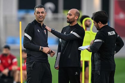 Ehab Abu Jazar, durante uno de los entrenamientos de la selección de Palestina (Photo by Mahmud HAMS / AFP)