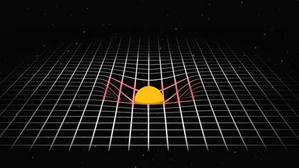 Einstein explicó la gravedad como la curvatura hecha por un cuerpo masivo, como el Sol, en el espacio-tiempo.