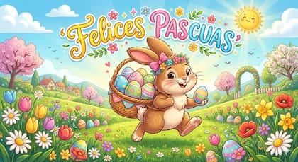 Ejemplo de la imagen que puede generar Gemini para mandar en Pascuas (imagen ilustrativa generada con IA)