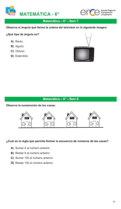 Ejercicio de matemática que se tomó en 2019
