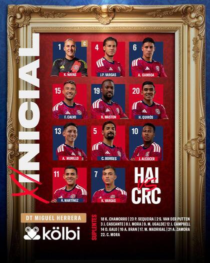 El 11 inicial de Costa Rica para enfrentar a la Selección de Haití (Facebook/Federación Costarricense de Fútbol)