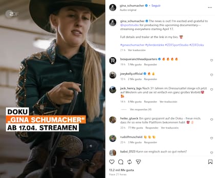 El 17 de abril saldrá un documental donde habla sobre su carrera en el deporte de los caballos y donde también aparece su madre