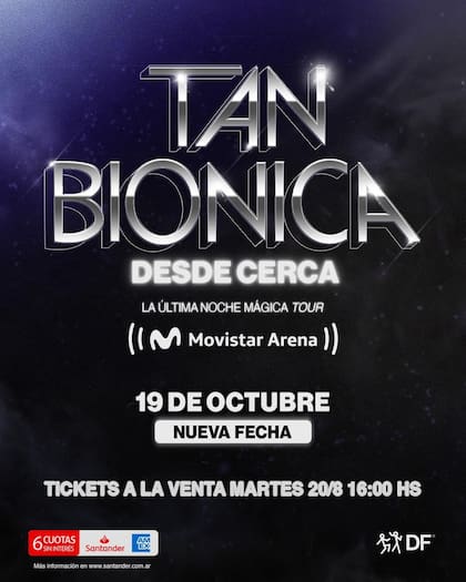 El 19 de octubre se presenta Tan Biónica en el Movistar Arena (Captura: Instagram: @tanbionica)