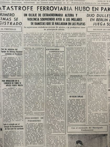 El 21 de enero de 1954, el medio marplatense La Capital había mencionado la presencia un "oleaje de extraordinaria altura y violencia"
