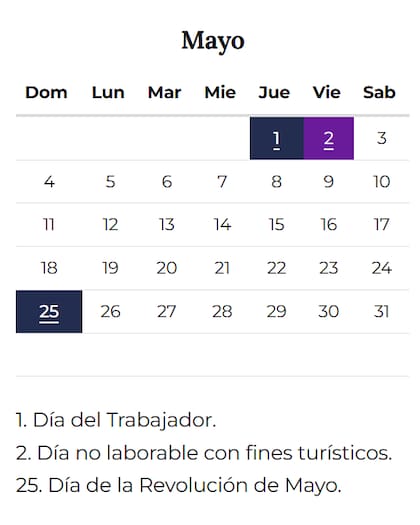 El 25 de Mayo figura como feriado "inamovible" en el calendario de la jefatura de Gabinete