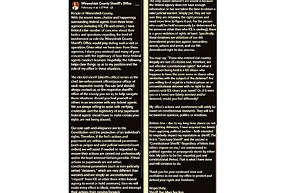 El 4 de febrero, Marx publicó en Facebook su desconfianza hacia la actuación de los agentes federales y criticó las solicitudes de ICE para detener personas sin orden judicial