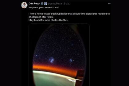 El 5 de diciembre el veterano astronauta compartió a través de X su foto con el mundo y maravilló a los expertos por la nitidez lograda. (X Don Pettit)