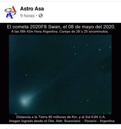 Una de las fotografías que obtuvieron del cometa