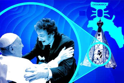 El abrazo entre el Papa y Milei, bordado en la Virgen del Valle
