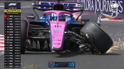El accidente de Pierre Gasly tras el toque con Tsunoda que provocó el abandono del francés