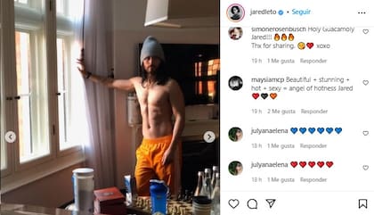 El actor Jared Leto lució su increíble físico a sus 50 años. Fuente: Instagram