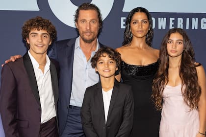 El actor junto a su familia: Levi McConaughey, Livingston McConaughey, Camila Alves McConaughey y Vida McConaughey
