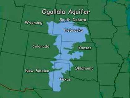 El acuífero de Ogallala cubre varios estados