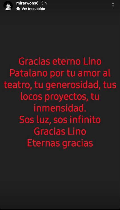 El adiós de la actriz Mirta Wons al empresario teatral