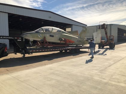 El Aermacchi que pilotéo Owen Crippa, en los Estados Unidos