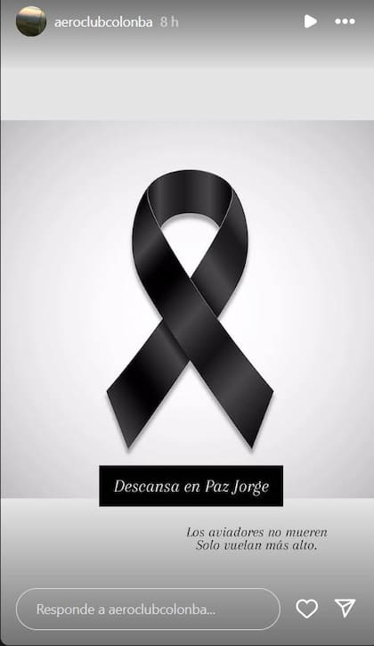 El aeroclub Colon se expresó ante el fallecimiento del piloto Jorge García, que tuvo un accidente fatal en Pergamino