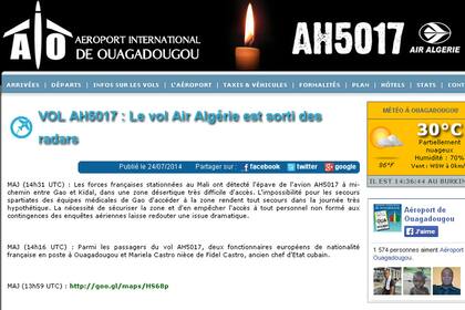 El aeropuerto de Ouagadougou afirmó que Mariela Castro viajaba en el vuelo AH5017