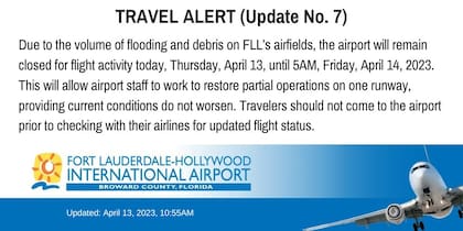 El Aeropuerto Internacional de Fort Lauderdale permanecerá cerrado al menos hasta las cinco de la mañana de este viernes