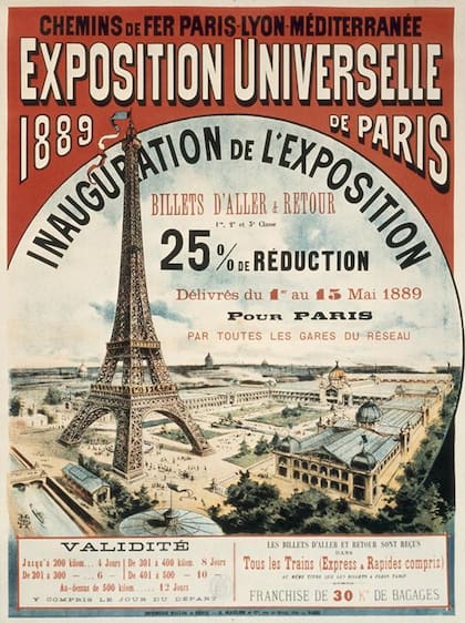 El afiche de la expo de París daba cuenta de la importancia de la misma en 1889.