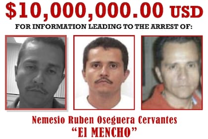El afiche de la recompensa ofrecida por la DEA para dar con El Mencho, líder del Cartel de Jalisco Nueva Generación