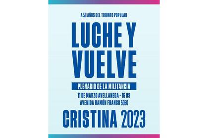 El afiche digital de convocatoria al acto kirchnerista del 11 de marzo en Avellaneda