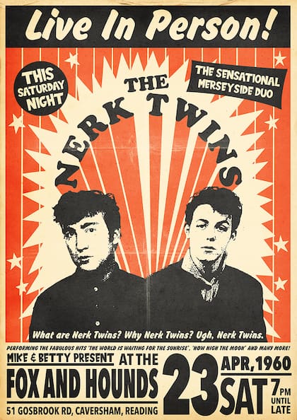 El afiche que improvisaron Lennon y McCartney para su presentación como dúo
