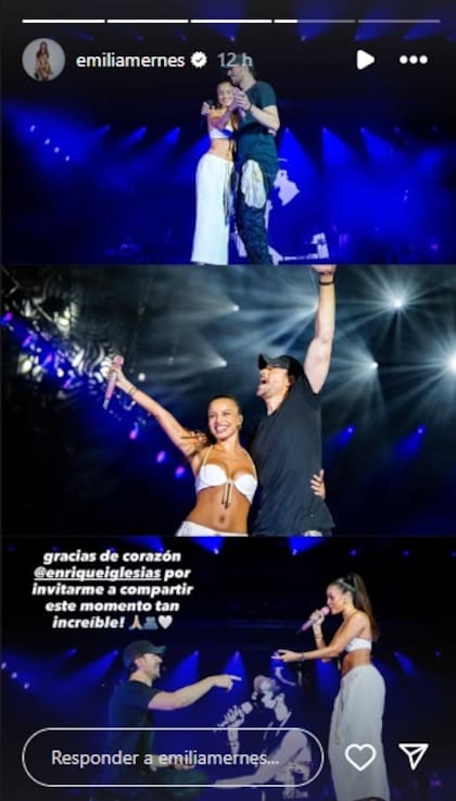 El agradecimiento de Emilia Mernes a Enrique Iglesias