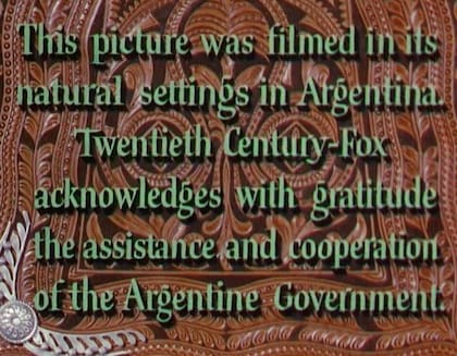 El agradecimiento de la producción de la película El camino del gaucho al gobierno del general Juan Domingo Perón
