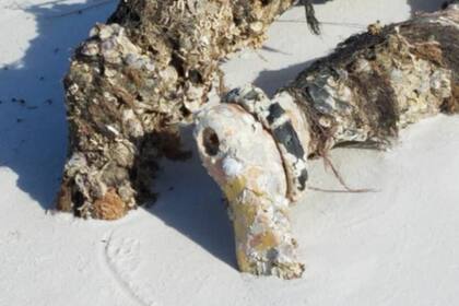 El agujero en el talón del muñeco ayudó a ver que la figura no correspondía a un cadáver humano