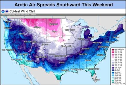 El aire helado del Ártico comenzará a extenderse hacia el sur de Estados Unidos