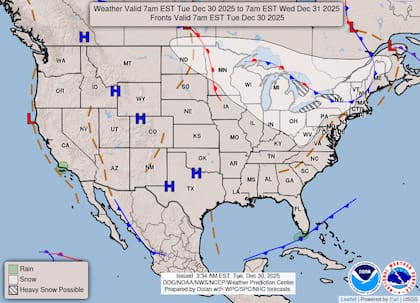 El aire polar avanzará de forma inusual hacia el sur, lo que situará las temperaturas mínimas en el punto de congelación en el Panhandle de Florida