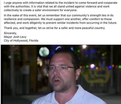 El alcalde Josh Levy informó de "múltiples detenidos" tras el tiroteo en Hollywood Beach, Florida