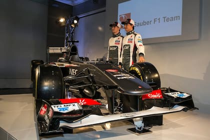 El alemán Nico Hülkenberg y el mexicano Esteban Gutiérrez en la escudería Sauber, en 2013